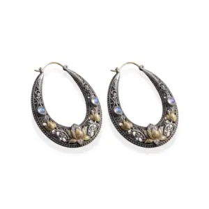 Lotus Moonstone Hoops